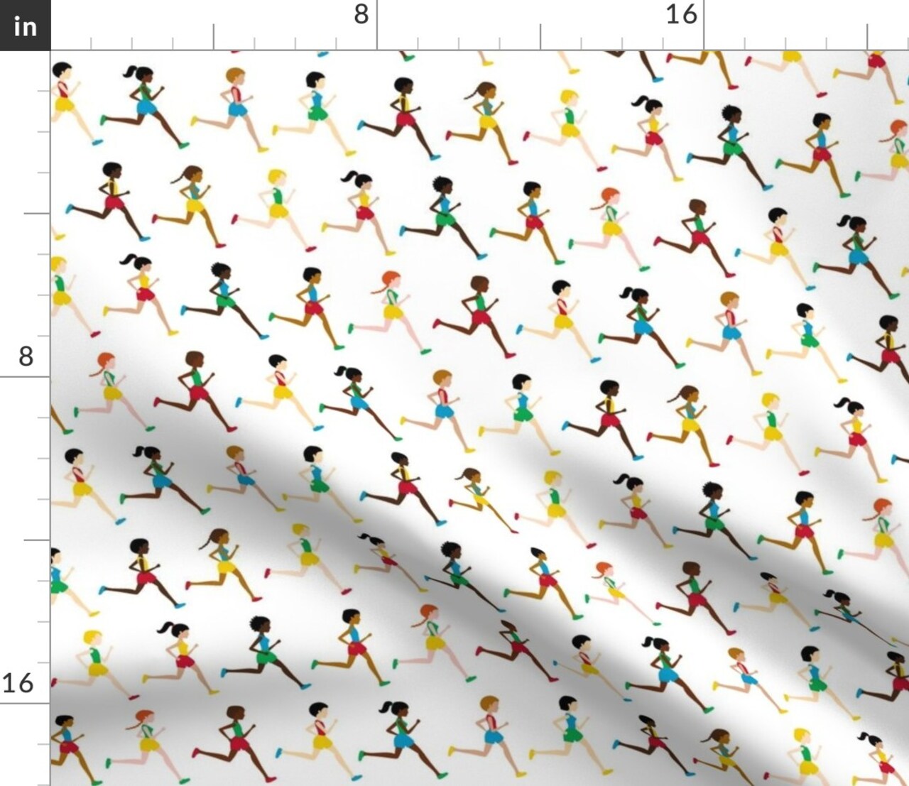Running World Games Sports Colors Runners Color Marathon Run Custom Printed Fabric by Spoonflower Various Fabrics by the Yard or Fat Quarter